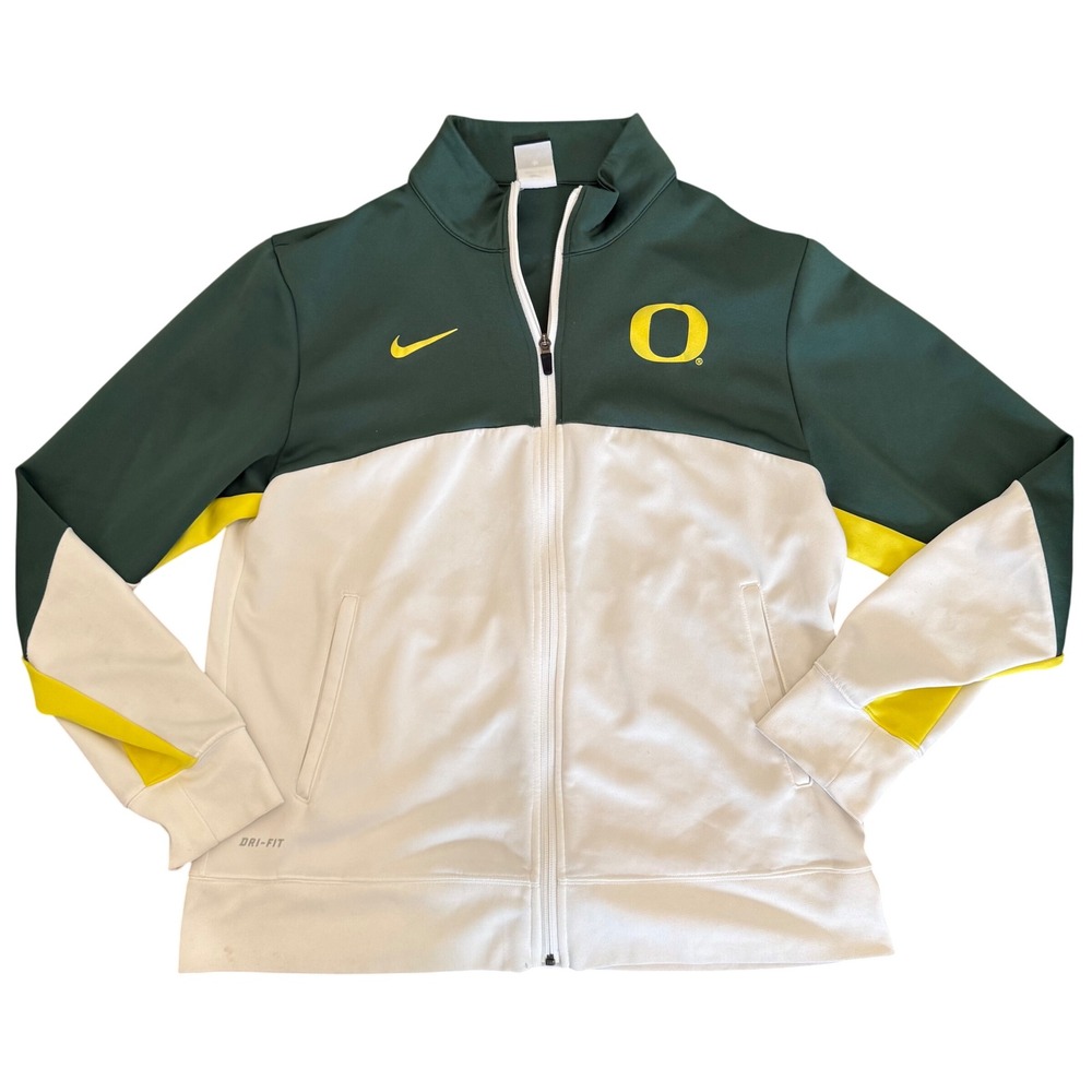 Nike Dri-FIT Oregon Ducks Full Zip‎ Track Jacket Green White Mens Large NCAA
